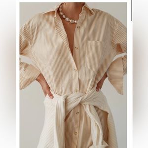 DONNI. Striped Cream and Yellow Dress